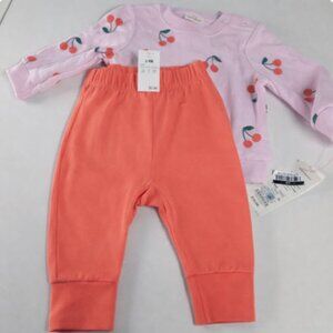 Cat & Jack Baby Quilted Top & Bottom Set Pink (Top) & Coral (Bottom) NWT 3-6M